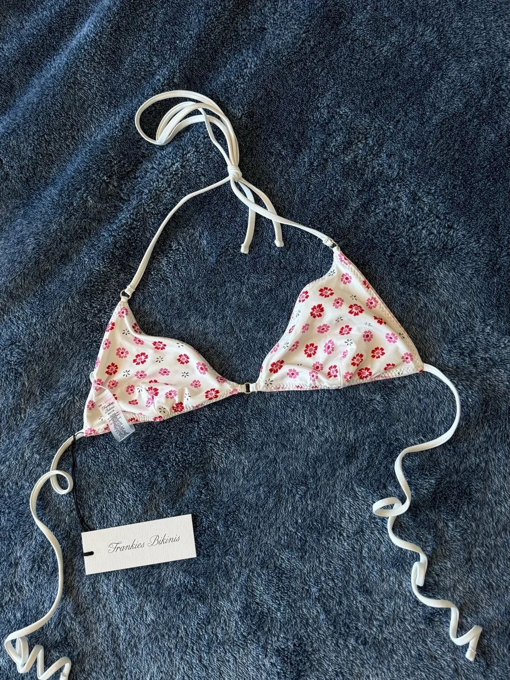 NWT Frankies Bikinis Pink Striped & Floral Triangle Bikini in Sprinkles👙🧁🌸🩷🤍